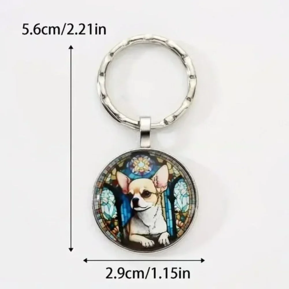 Stainless Steel CHIHUAHUA Dog Keyring Keychain Accessory